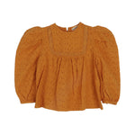 Haim Blouse. Brand: Amber Colour: Orange Details: Round neck, Lace, Puffy sleeves, Buttons at the back, Delicate style, Loose fit, Unique pattern Composition: 100% Cotton Made in: Korea