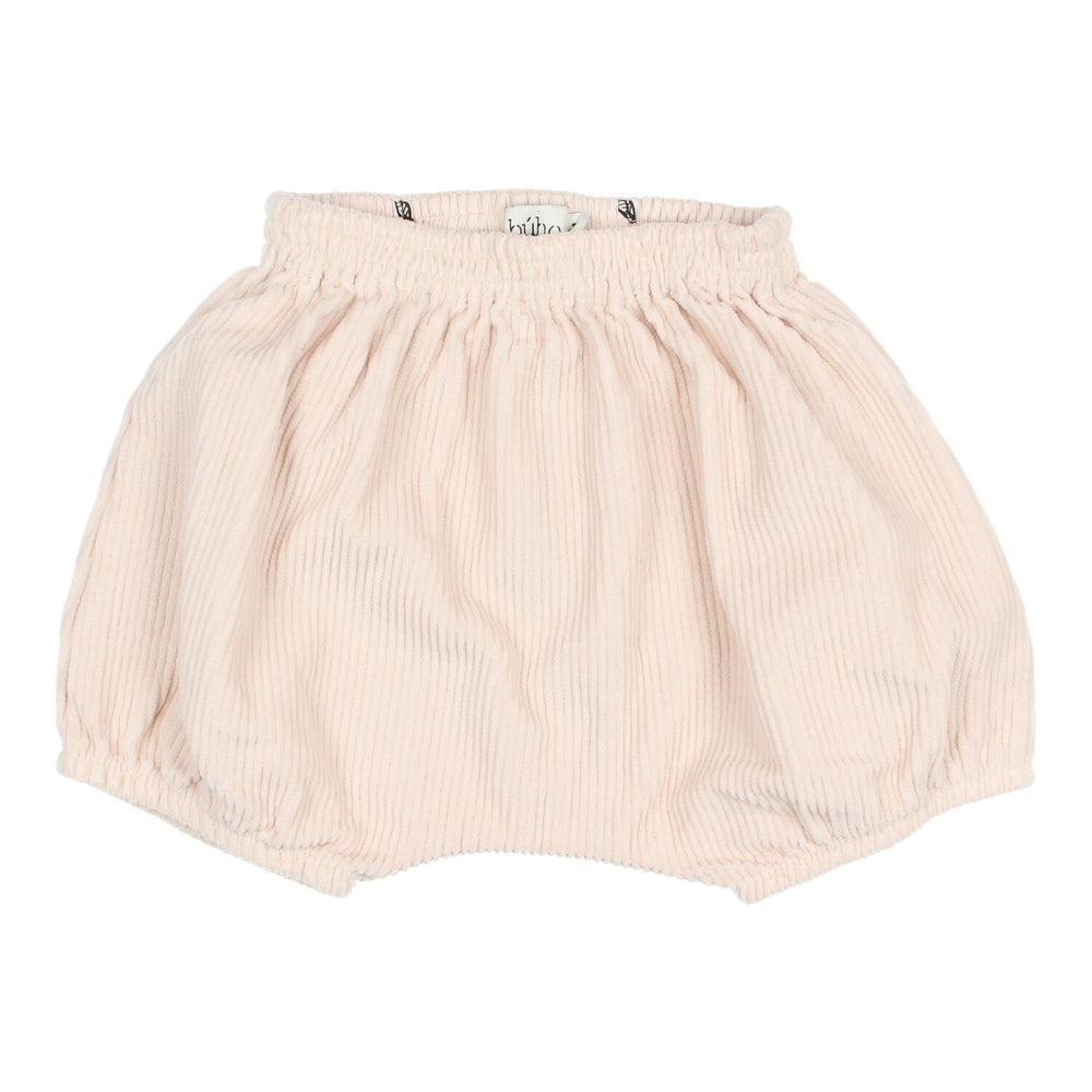 Brand: Búho Colour: Dust Rose Details: Corduroy, Elastic waist, Elasticated thighs Composition: 100% Cotton Made in: Spain