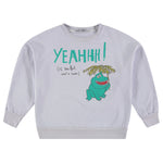 rand: Fresh Dinosaurs Colour: Evening Haze  Details: Front print 'Yeahhh (is too hot, need a swim)', Elastic waist, Soft touch, Round Neck, Long sleeves, Ribbed edges Composition: 100% Cotton Made in: Spain
